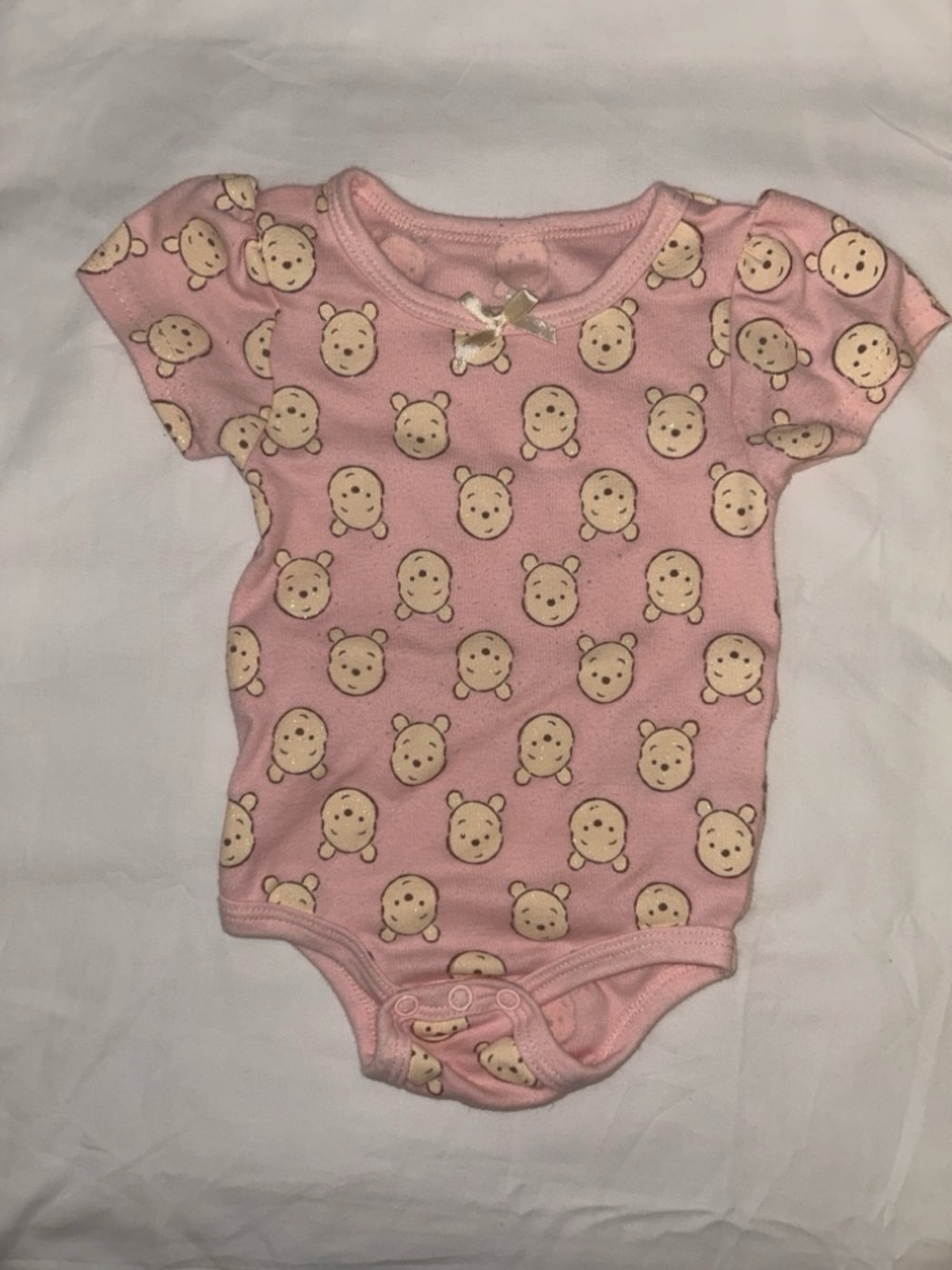 Disney Pink Winnie the Pooh Patterned Baby One-Piece Bodysuit